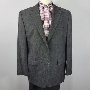 Ralph Lauren Men's Sport Coat Blazer Two Button Charcoal Wool Poly Silk Size 46R
